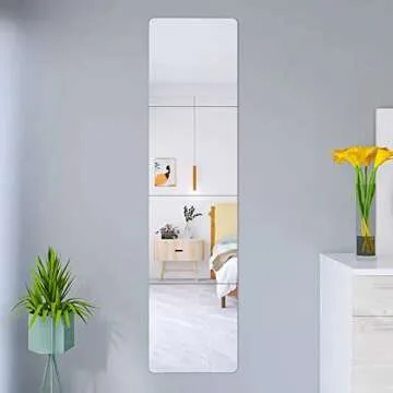 JEOYOO Wall Mirror Full Length, Cheap Over / on Door, Acrylic, shatterproof Mirrors for Home Gym, 8"X8"-4 Pcs, Workout Non Glass Mirrors for Bedroom, Kids