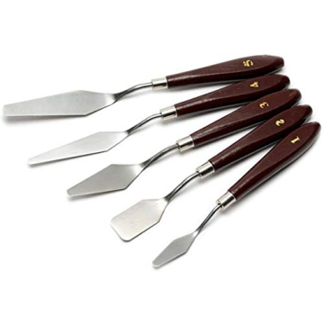 5-Piece Painting Knife Set Stainless Steel Spatula Palette Knife Oil Painting Accessories Color Mixi...