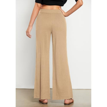 Trendy GRAPENT Wide Leg Trousers for Women in Beige