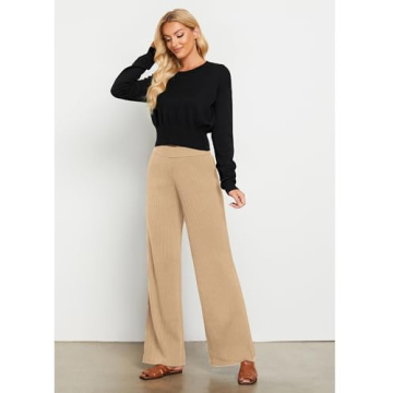 Trendy GRAPENT Wide Leg Trousers for Women in Beige
