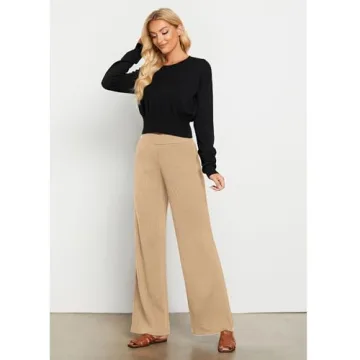 Trendy GRAPENT Wide Leg Trousers for Women in Beige
