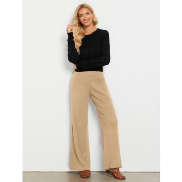 Trendy GRAPENT Wide Leg Trousers for Women in Beige