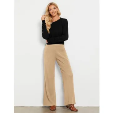 Trendy GRAPENT Wide Leg Trousers for Women in Beige