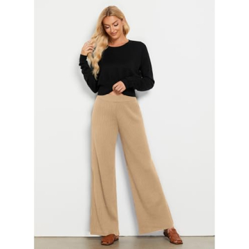 Trendy GRAPENT Wide Leg Trousers for Women in Beige