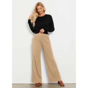 Trendy GRAPENT Wide Leg Trousers for Women in Beige