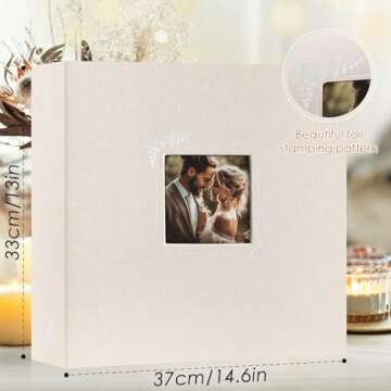 Lanpn Scrapbook Photo Album 12x12 - Linen Window Design, Top Load 3 Ring Binder with 30 Sleeves