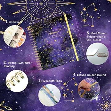 Stylish 2023 Hardcover Planner with Colorful Stickers