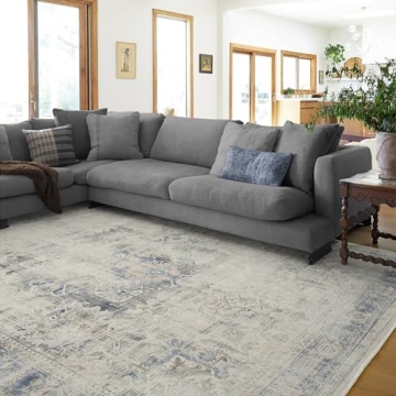 RUGGABLE Kamran Washable Rug - Vintage Area Rug for Living Room, Kitchen, Bedroom, Kids Room- Stain ...