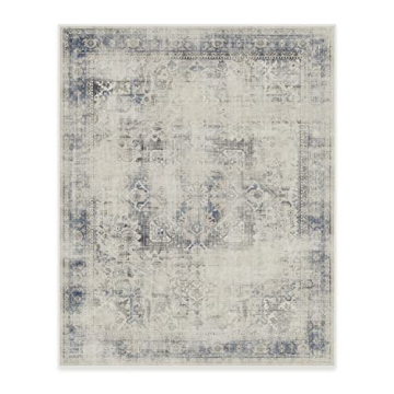 RUGGABLE Kamran Washable Vintage Area Rug - Blue Quartz