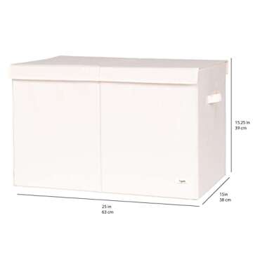 3 Sprouts Recycled Fabric Toy Chest Storage Box - Extra Large Toy Storage Box, Sturdy Toy Bins - Kids Organizer for Bedroom - Toybox Basket with Lid for Kids, Toddlers, Boys, Girls - Solid Cream