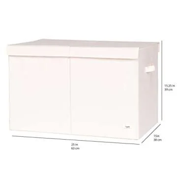 3 Sprouts Recycled Fabric Toy Chest Storage Box - Extra Large Toy Storage Box, Sturdy Toy Bins - Kids Organizer for Bedroom - Toybox Basket with Lid for Kids, Toddlers, Boys, Girls - Solid Cream