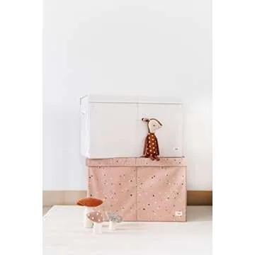 3 Sprouts Recycled Fabric Toy Chest Storage Box - Extra Large Toy Storage Box, Sturdy Toy Bins - Kids Organizer for Bedroom - Toybox Basket with Lid for Kids, Toddlers, Boys, Girls - Solid Cream