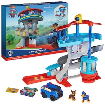 Paw Patrol Lookout Tower Playset with Toy Car Launcher, 2 Chase Action Figures, Chase’s Police Cru...