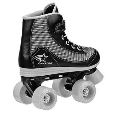 Roller Derby Firestar 1378-02 Youth Boys and Girls Quad Roller Skates, Size 2, Black/Gray
