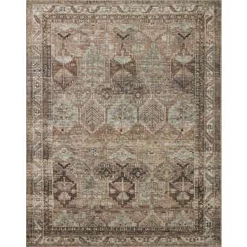 Loloi Amber Lewis Billie Collection, Clay & Sage 5'-0" x 7'-6" Area Rug – Antique & Distressed Accent Rugs for Living Room, Bedroom, Entryway & Hallway, No Shed High Traffic Area Home Decor Rug