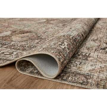 Loloi Amber Lewis Billie Collection, Clay & Sage 5'-0" x 7'-6" Area Rug – Antique & Distressed Accent Rugs for Living Room, Bedroom, Entryway & Hallway, No Shed High Traffic Area Home Decor Rug