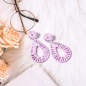 Boho Raffia Earrings for Women - Handmade Statement Jewelry