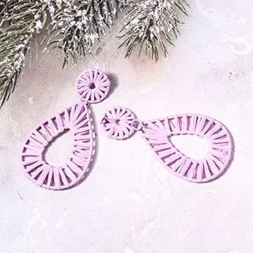 Boho Raffia Earrings for Women - Handmade Statement Jewelry