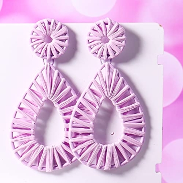 Boho Raffia Earrings for Women - Handmade Statement Jewelry