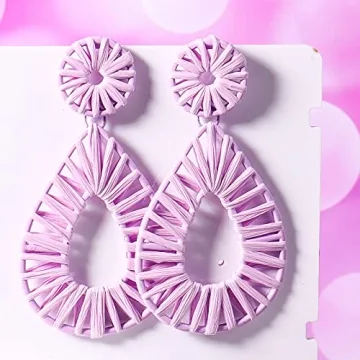 Boho Raffia Earrings for Women - Handmade Statement Jewelry