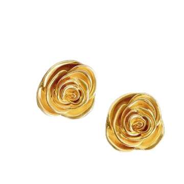 ONLYJUMP 3D Large Flower Earrings for Women Chic Petal Statement Earrings Bohemian Elegant Plated Bi...
