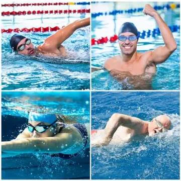 COOLOO Swim Goggles Men, 2 Pack Swimming Goggles for Women Kids Adult Anti-Fog, Blue & White