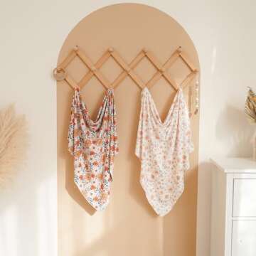 Konssy Baby Girl Newborn Receiving Blanket with Matching Headband and Beanie Set Baby Swaddle Nursery Swaddle Wrap