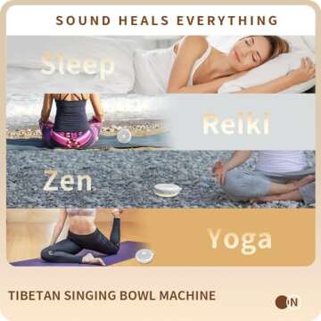 Portable Tibetan Singing Bowl Machine - Sound Bowl with Over 10 Meditation Noises, Crystal Healing, Chakra Healing, Spiritual Mindfulness and Sound Therapy, Yoga Gift for Women/Men.