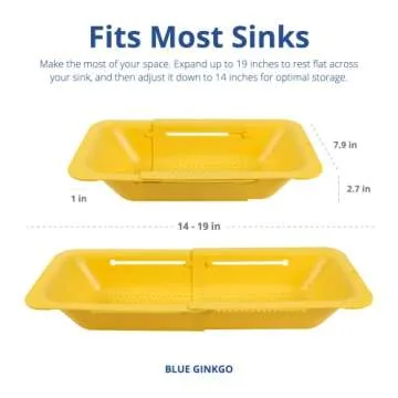 BLUE GINKGO Over the Sink Colander for Kitchen Essentials