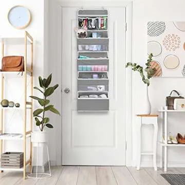 NesTidy Over The Door Organizer Storage, Wall Mount Hanging Organizer with 4 Large Capacity Pocket Organizers and 3 Small Pockets for Baby Essentials, Toys, Cosmetics, and Sundries (Grey, 1 Pack)