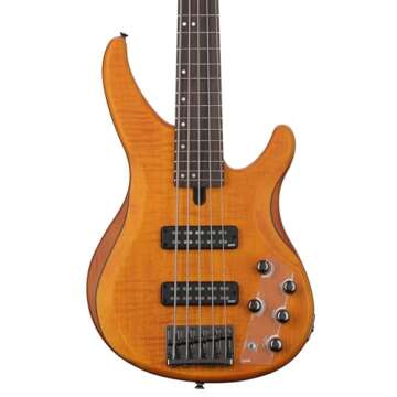 Yamaha TRBX605 5-String Flamed Maple Bass Guitar, Matte Amber