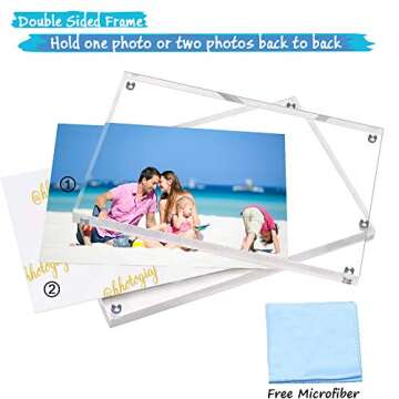 Acrylic 8X10 Clear Acrylic Picture Frame, Magnetic Picture Frame with Gift Box Package, Double Sided Acrylic Photo Frame Stand in Desk or Table, Pack of 1（Bonus Microfiber Cloth + 1 Pack Stand）