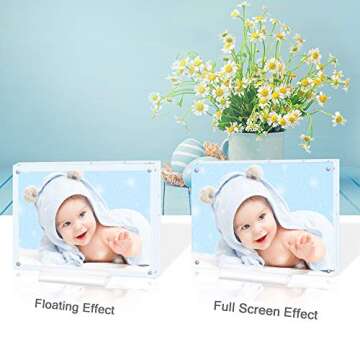 Acrylic 8X10 Clear Acrylic Picture Frame, Magnetic Picture Frame with Gift Box Package, Double Sided Acrylic Photo Frame Stand in Desk or Table, Pack of 1（Bonus Microfiber Cloth + 1 Pack Stand）