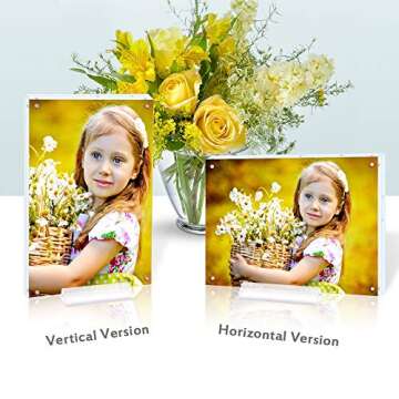 Acrylic 8X10 Clear Acrylic Picture Frame, Magnetic Picture Frame with Gift Box Package, Double Sided Acrylic Photo Frame Stand in Desk or Table, Pack of 1（Bonus Microfiber Cloth + 1 Pack Stand）
