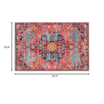 Wonnitar Boho Bathroom Rug,Washable 2x3 Small Bath Mat, Vintage Soft Kitchen Sink Mat, Non-Slip Flor...