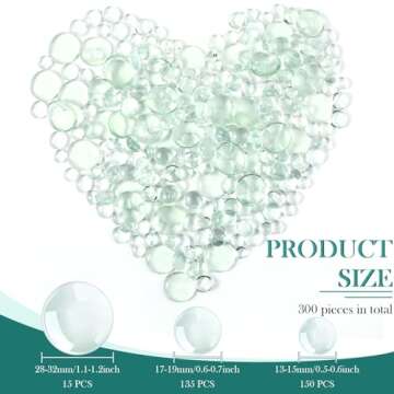 Honeydak 300 Pcs Flat Glass Marbles for Vases Glass Pebbles Floral Fish Tank Rocks for Vases Table S...