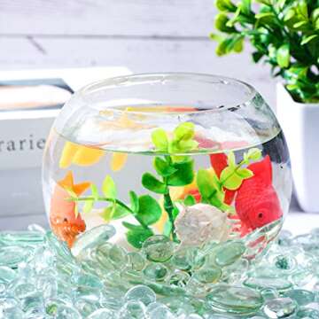 Honeydak 300 Pcs Flat Glass Marbles for Vases Glass Pebbles Floral Fish Tank Rocks for Vases Table Scatter Aquarium Decor (2.4LB) (Clear)