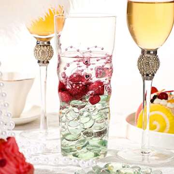 Honeydak 300 Pcs Flat Glass Marbles for Vases Glass Pebbles Floral Fish Tank Rocks for Vases Table Scatter Aquarium Decor (2.4LB) (Clear)