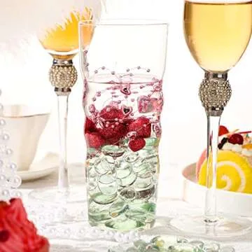 Honeydak 300 Pcs Flat Glass Marbles for Vases Glass Pebbles Floral Fish Tank Rocks for Vases Table Scatter Aquarium Decor (2.4LB) (Clear)