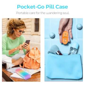 Weekly Pill Organizer 2 Times a Day - AM PM Pill Organizer with 7 Daily Color-Coded Small Cases, Morning and Night Travel Pill Cases for Vitamins, Medicine, & Supplements