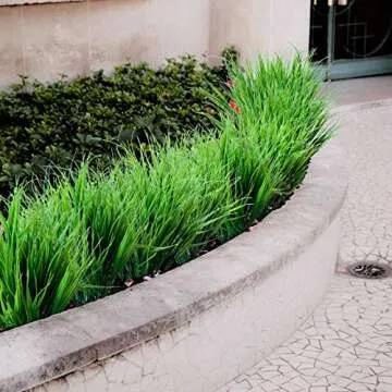 YXYQR 18PCS Artificial Grass Plants Outdoor UV Resistant Bulk Fake Faux Bushes Flowers Mums Outside Faux Plastic Greenery Shrubs Arrangement for Home Garden Backyard Window Box Hanging Basket