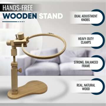 Embroidery Kit with Adjustable Frame & 24 Threads