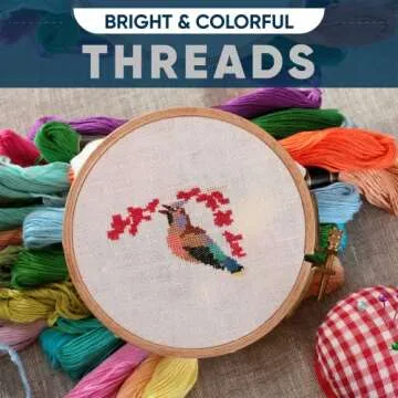 Embroidery Kit with Adjustable Frame & 24 Threads