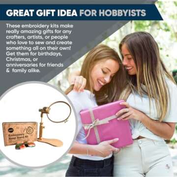 Embroidery Kit with Adjustable Frame & 24 Threads