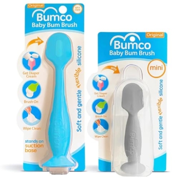 Bumco Baby Bum Brush + Mini Baby Diaper Cream Spatula - Easy Clean, Mom-Invented Applicator with Cas...
