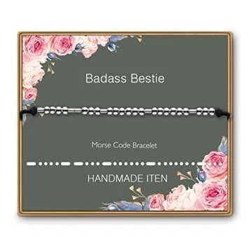 ASELFAD Morse Code Badass Bestie Bracelets for Women, Birthday Gifts for Bestie,Women,Her,Sister,Bes...