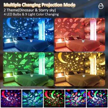 artidoo Night Light for Kids - Star Projector for Bedroom with 2 Theme(Dinosaur & Starry Sky - Night...