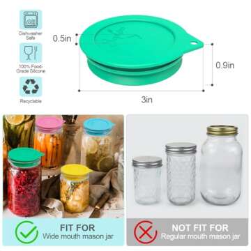 Sophico Silicone Fermenting Lids, Waterless Airlock Fermentation Tops Mason Jar Lid Fermenter Caps f...