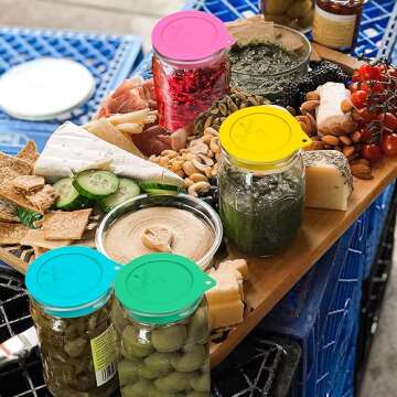 Sophico Silicone Fermenting Lids, Waterless Airlock Fermentation Tops Mason Jar Lid Fermenter Caps for Pickles, Kimchi, and Fermented Probiotic Food - 4 Pack, Wide Mouth (Jars Not Included)