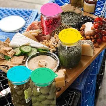 Sophico Silicone Fermenting Lids, Waterless Airlock Fermentation Tops Mason Jar Lid Fermenter Caps for Pickles, Kimchi, and Fermented Probiotic Food - 4 Pack, Wide Mouth (Jars Not Included)